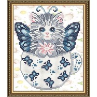 Схема для вышивки бисером "Котенок в бабочках"(Схема или набор)